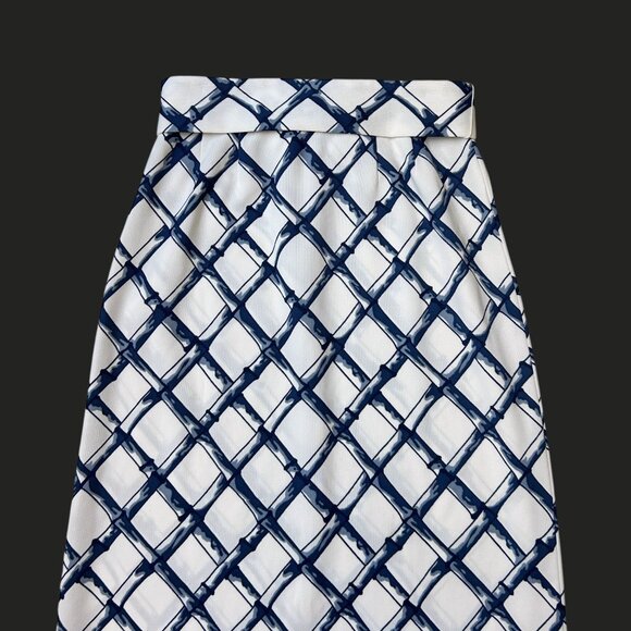 70s Vintage Highwaisted Maxi Skirt Polyester Bamboo Grid Pattern David Smith. - Picture 4 of 9